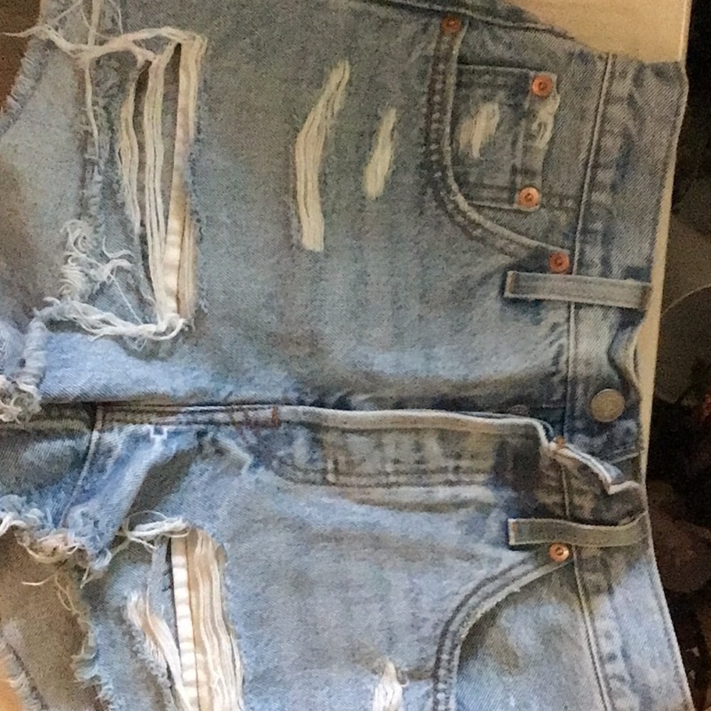 Levi's Light Blue Distressed Jean Shorts